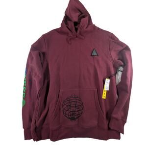 Madness Skateboarding Men's Large Swirl Pullover Hoodie Sweatshirt Merlot NWT